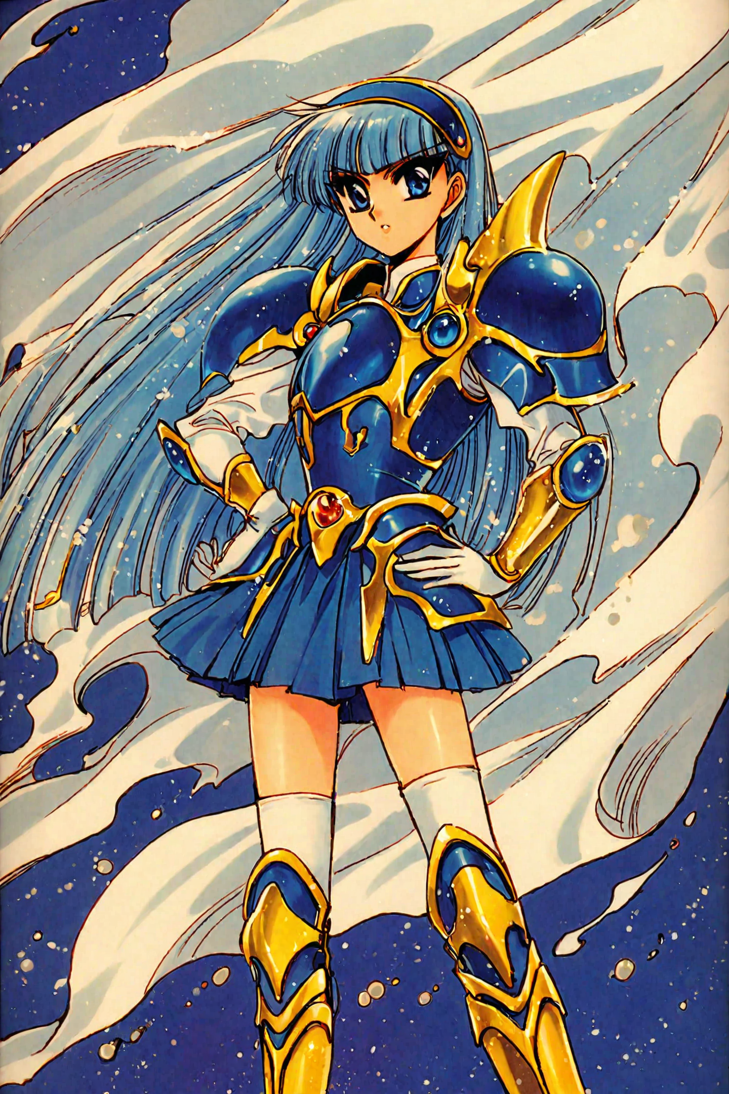 33616-1344729868-Magic Knight Rayearth,_Ryuuzaki Umi,1girl,solo,long hair,armor,blue eyes,1990s _(style_),blue hair,blue theme,retro artstyle,thi.png